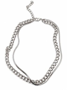Silver-Tone Double-Chain Layered Necklace